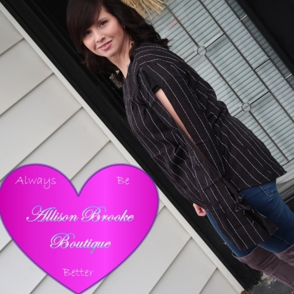 Bell Sleeve Pin Stripe Blouse - Picture 5 of 8